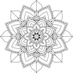 Easy Mandala coloring book simple and basic for beginners, seniors and children. Set of Mehndi flower pattern for Henna drawing and tattoo. Decoration in ethnic oriental, Indian style.