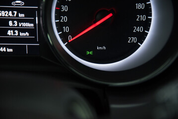 Naklejka premium Car interior. Dashboard. Tachometer. Speedometer. 