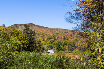 The Virginia Creeper National Recreation Trail in autumn. Abingdon, VA, USA