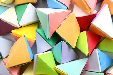 Colorful origami objects background