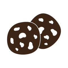 coffee cookies with chocolate chips silhouette icon style