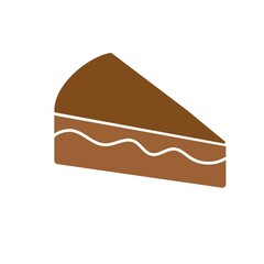 Brown cartoon Cake Slice Icon on Flat Design