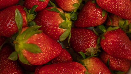 strawberries on a pot from top view