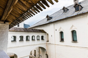 view of the famous Rostov kremlin, Russia. One of the oldest in the country and a tourist center of...