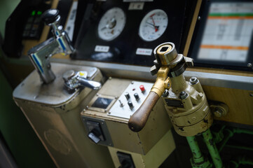Old train cabin and control panel