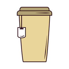 tea, takeaway in paper bag line and fill