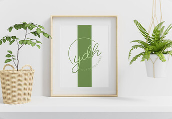 Wooden Poster Frame with Plants