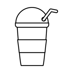 tea, cold fresh beverage takeaway cup with straw line icon