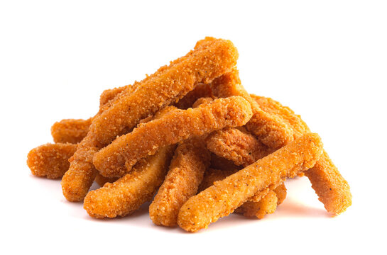 Pile of Chicken Fries isolated on a White Background