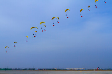 Changchun, Jilin, China: Airborne show in the sky during air show Chinese Air Force