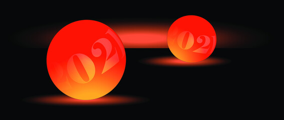 An orange glowing sphere with 2021 numbers inside (New Year's Day 2021).
