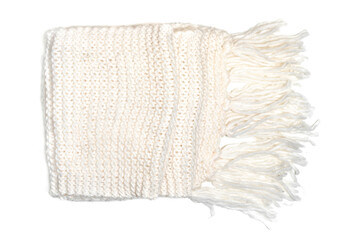 Wool white scarf on a white background