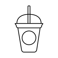 tea, takeaway disposable cup with straw line icon