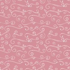 Pink seamless pattern with floral elements