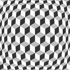 Abstract Grid of Cubes with Distortion Effect. Optical Illusion. Digital Geometric Style. Backdrop for Business Cards and Covers
