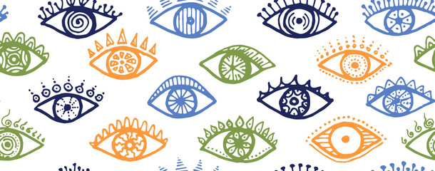 Different human eyes psychedelic seamless 