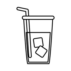 tea, herbal beverage cup and straw line icon