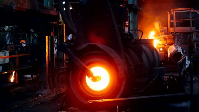 Iron pipe centrifugal pipe casting machine at the foundry
