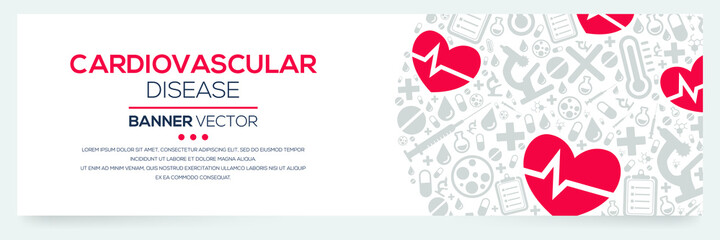 Creative (Cardiovascular) disease Banner Word with Icons ,Vector illustration.	