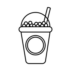 tea, takeaway smoothie with straw line icon