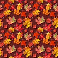 Seamless autumn pattern with leaves