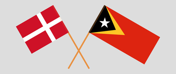 Fototapeta premium Crossed flags of East Timor and Denmark