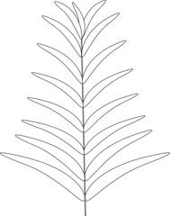 Twig of plants on a white background. Simple decorative ornamental pattern.