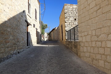 narrow street in the old town village in Cyprus