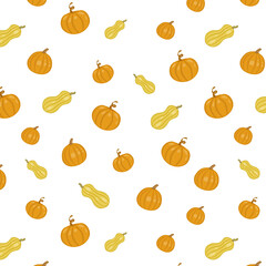 Vector seamless pattern. Autumn pumpkin set