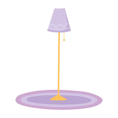floor lamp with carpet isolated icon style