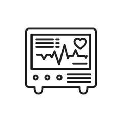 Electrocardiograph black line icon. Medical device