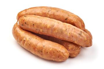 German bratwurst sausages, isolated on white background