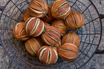 dried citrus orange fruits arranged in the basket