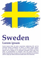 Flag of Sweden, Kingdom of Sweden. template for award design, an official document with the flag of Sweden. Bright, colorful vector illustration.