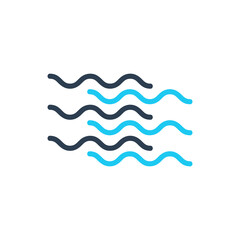 Waves icon, modern minimal flat design style. Wave thin line symbol, Stock vector illustration isolated on white background.