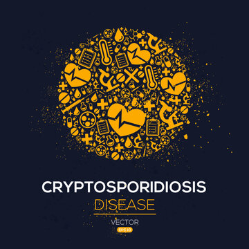 Creative (Cryptosporidiosis) disease Banner Word with Icons ,Vector illustration.	