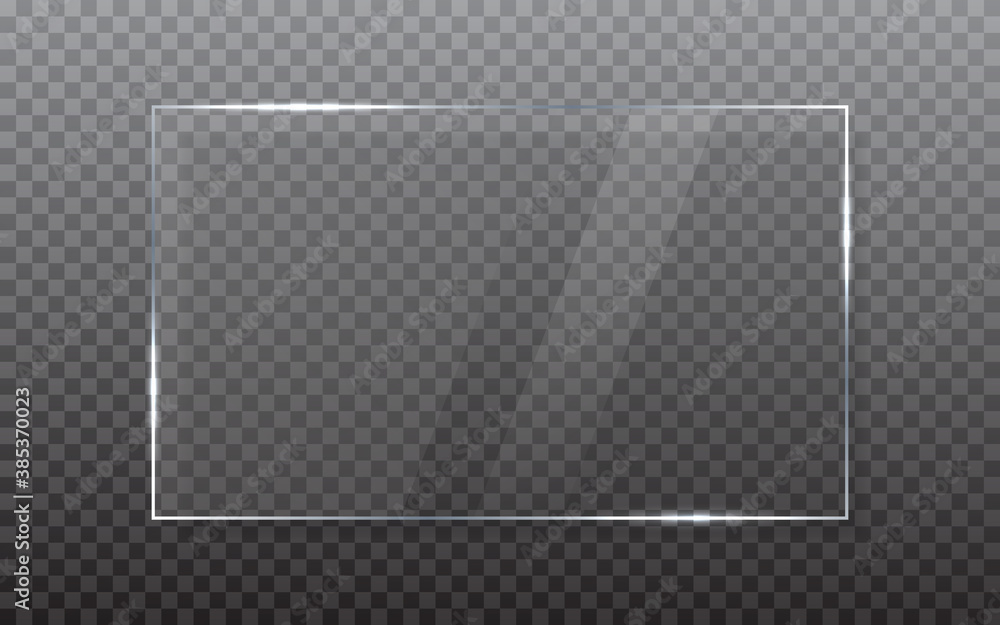Aufkleber glass plate on transparent backdrop. realistic glass. 3d window with shining effect. plastic sheet w