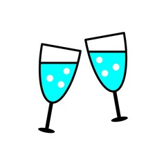 Champagne Glasses and Cheers Icon. Celebration, Holidays