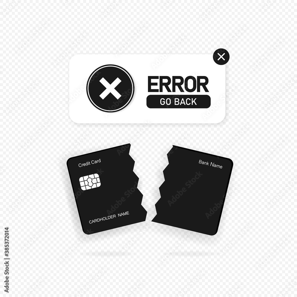 Aufkleber failed payment banner. declined transaction, invalid purchase. error sign. vector on isolated transp