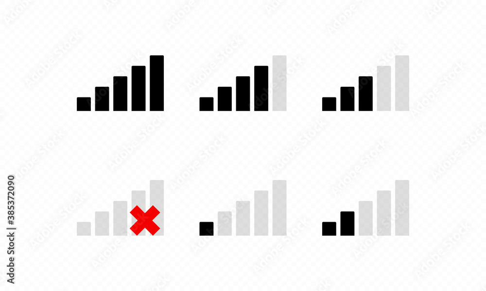 Poster wireless wi fi or mobile network signal icons. set of vector wi fi icons with different signal recei