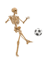 skeleton is kicking the football ball