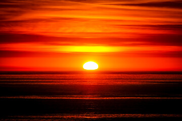 orange sunset or sunrise over the sea