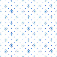 Watercolor  christmas blue snow seamless pattern. Watercolor fabric. Christmas background. Repeat snow. Use for design