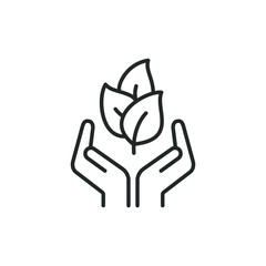 Fototapeta premium Hand holding plants icon. Eco symbol concept isolated on white background. Vector illustration