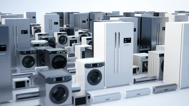 Modern home appliance. Large group of object.