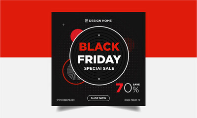 Obraz premium Social Media Post Design Template for your product promotion, Design with red and black color