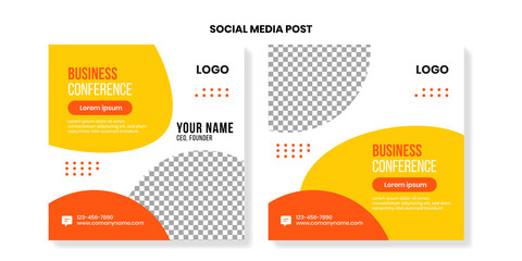 Social Media Post for Business, digital agency post, square promotion template, orange and yellow post, suitable for internet ads and posts