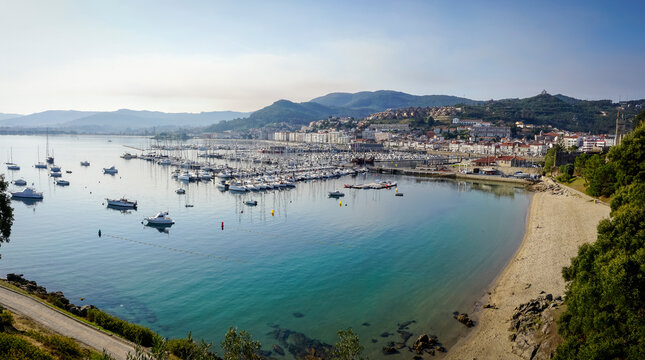 Panoramic view of the bay of the city of Baiona