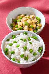 豆ごはんと卵とじ