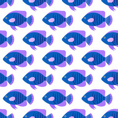 Vector seamless pattern with fish. Creative design element